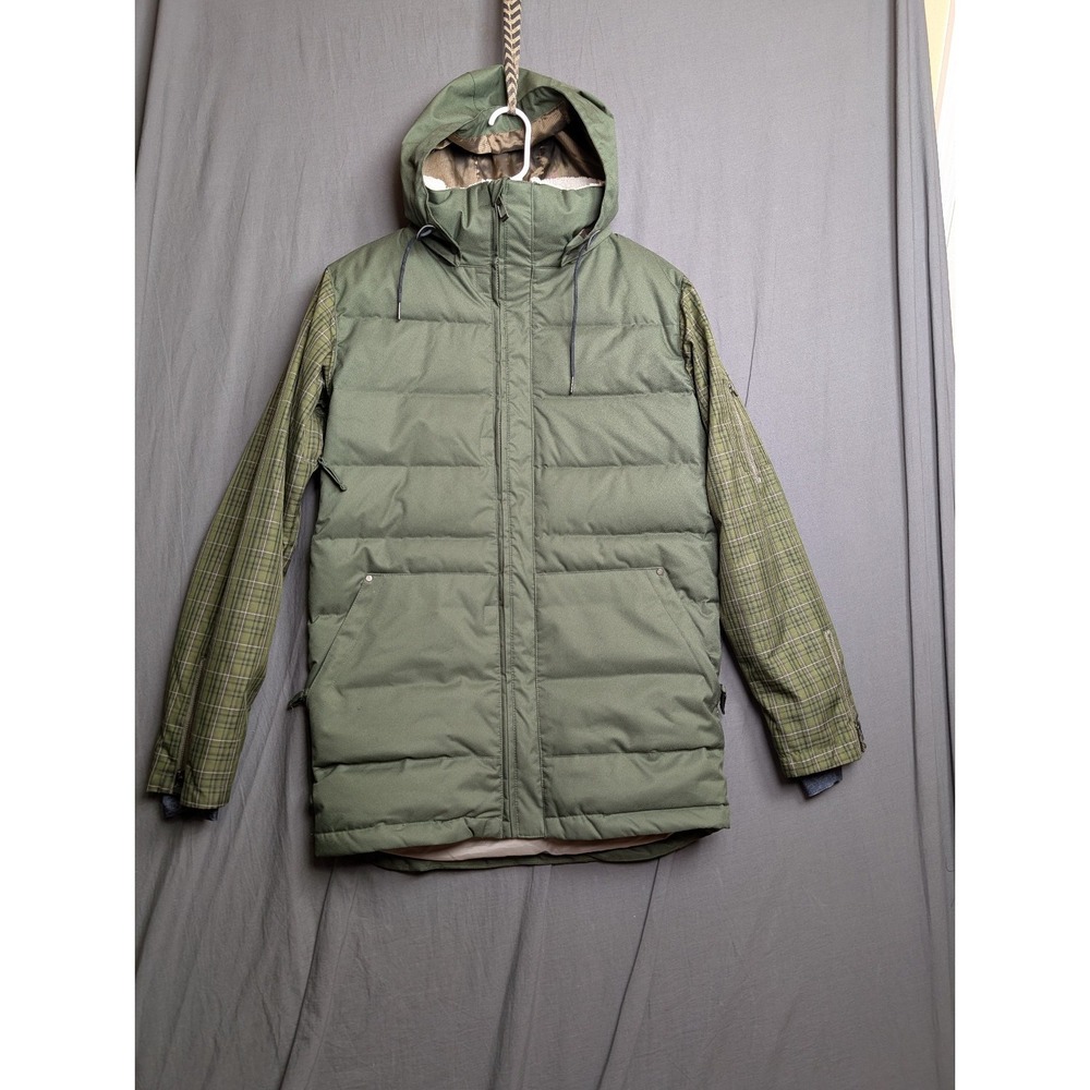 Ride‎ Cappel Snowboard Jacket Men's Small Green Quilted Insulated Puffer Hooded